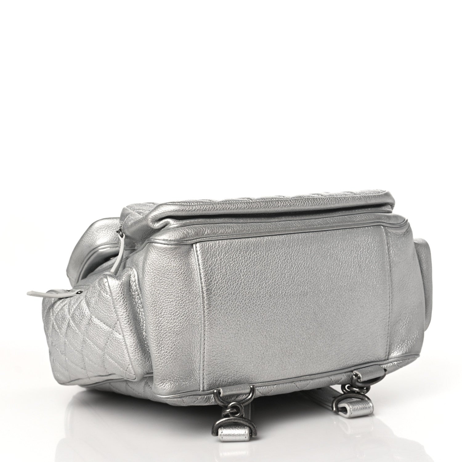 Chanel Metallic Grained Calfskin Quilted Large Casual Rock Backpack Silver 3 of 8