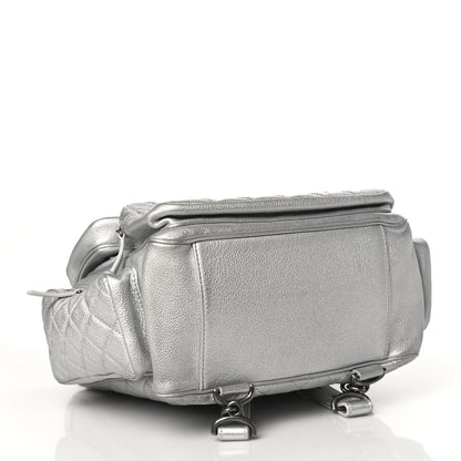 Chanel Metallic Grained Calfskin Quilted Large Casual Rock Backpack Silver 3 of 8