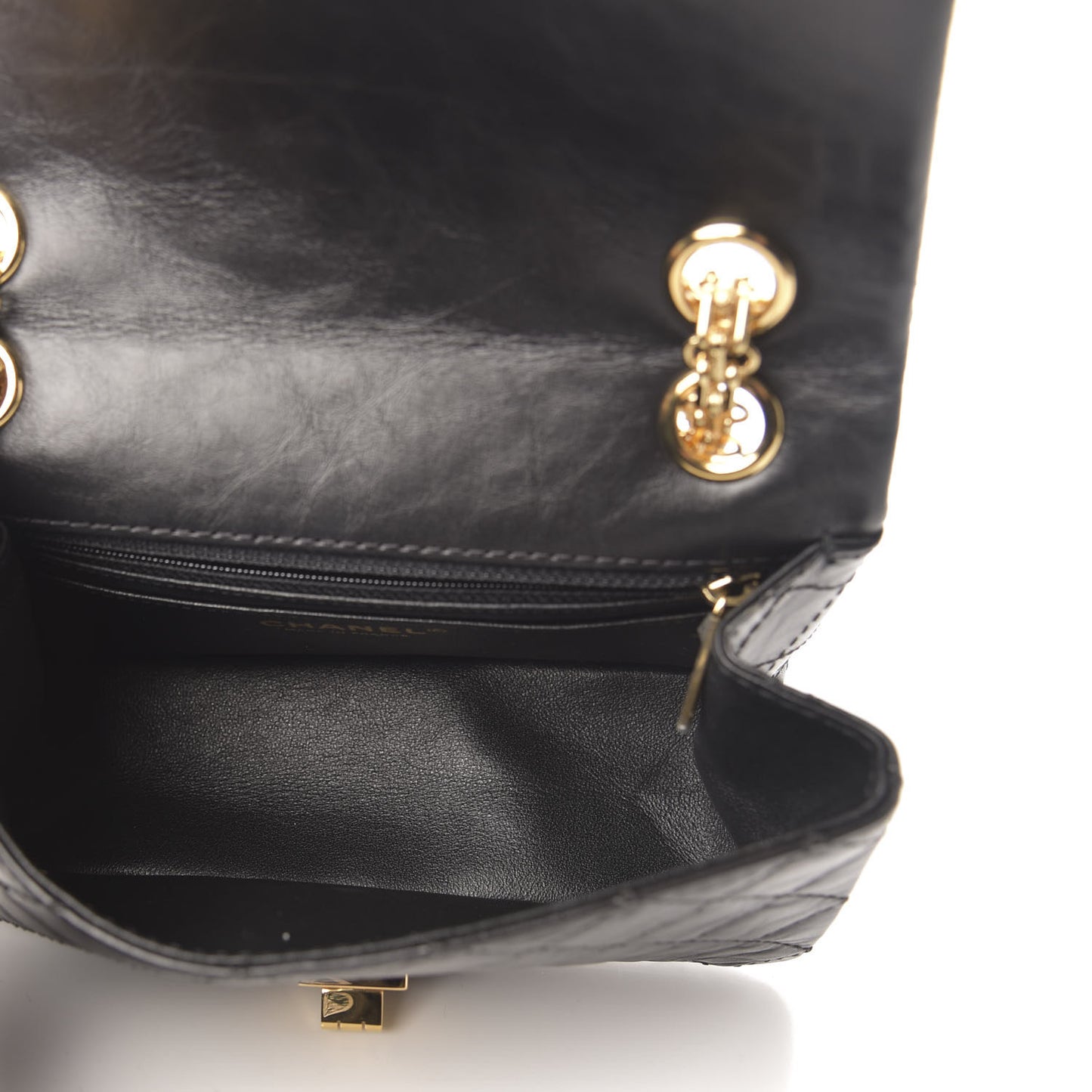 Aged Calfskin Quilted 2.55 Reissue Mini Flap Black