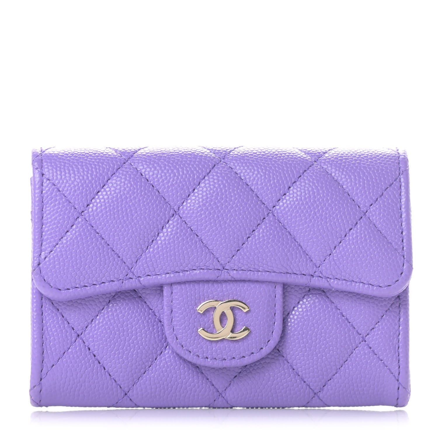 Chanel Caviar Quilted Flap Card Holder Wallet Purple 1 of 9