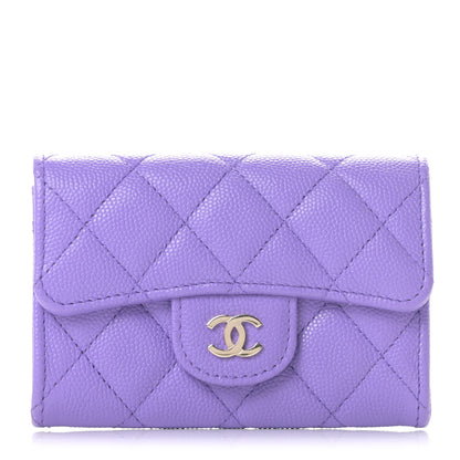 Chanel Caviar Quilted Flap Card Holder Wallet Purple 1 of 9