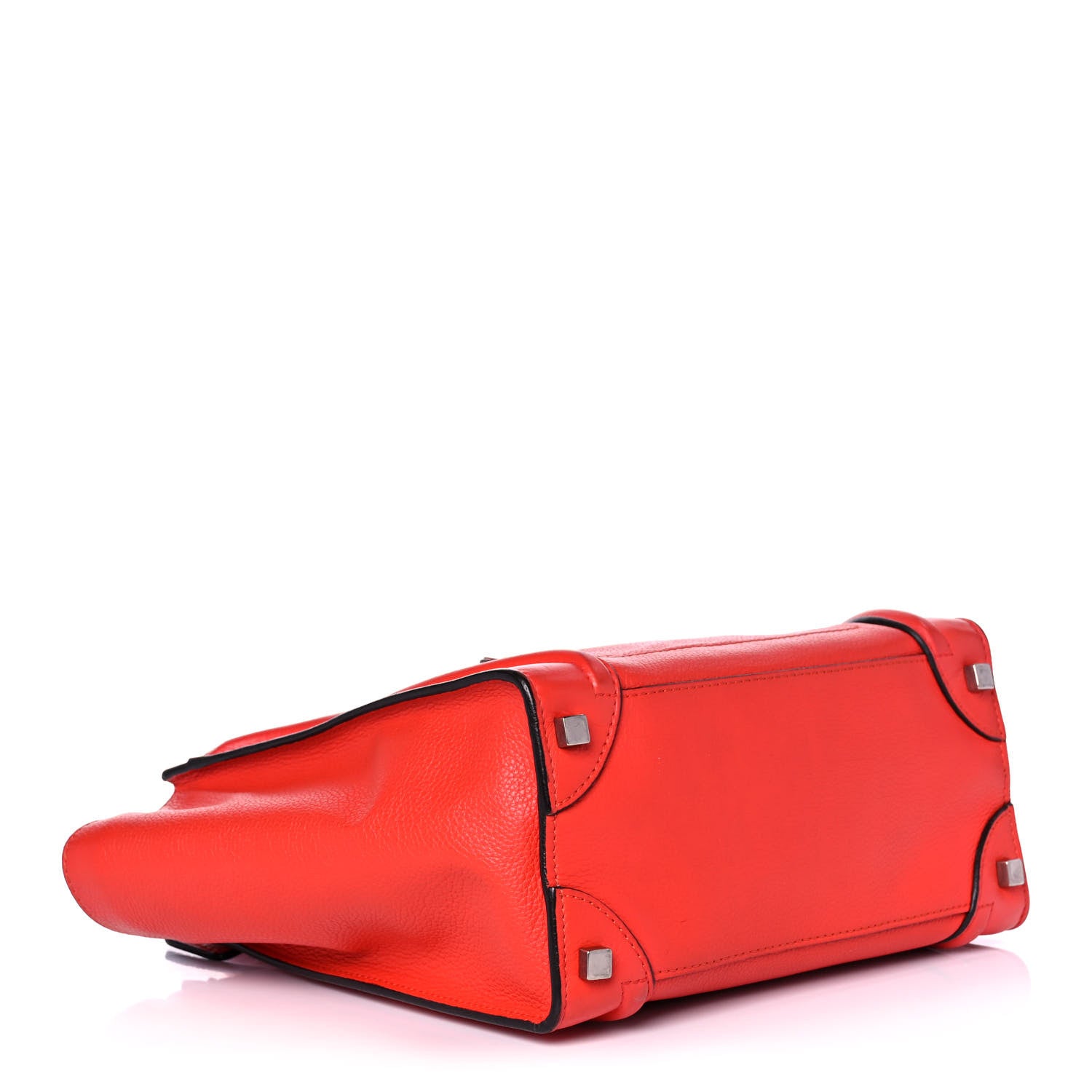 Celine Drummed Calfskin Micro Luggage Coquelicot 4 of 10