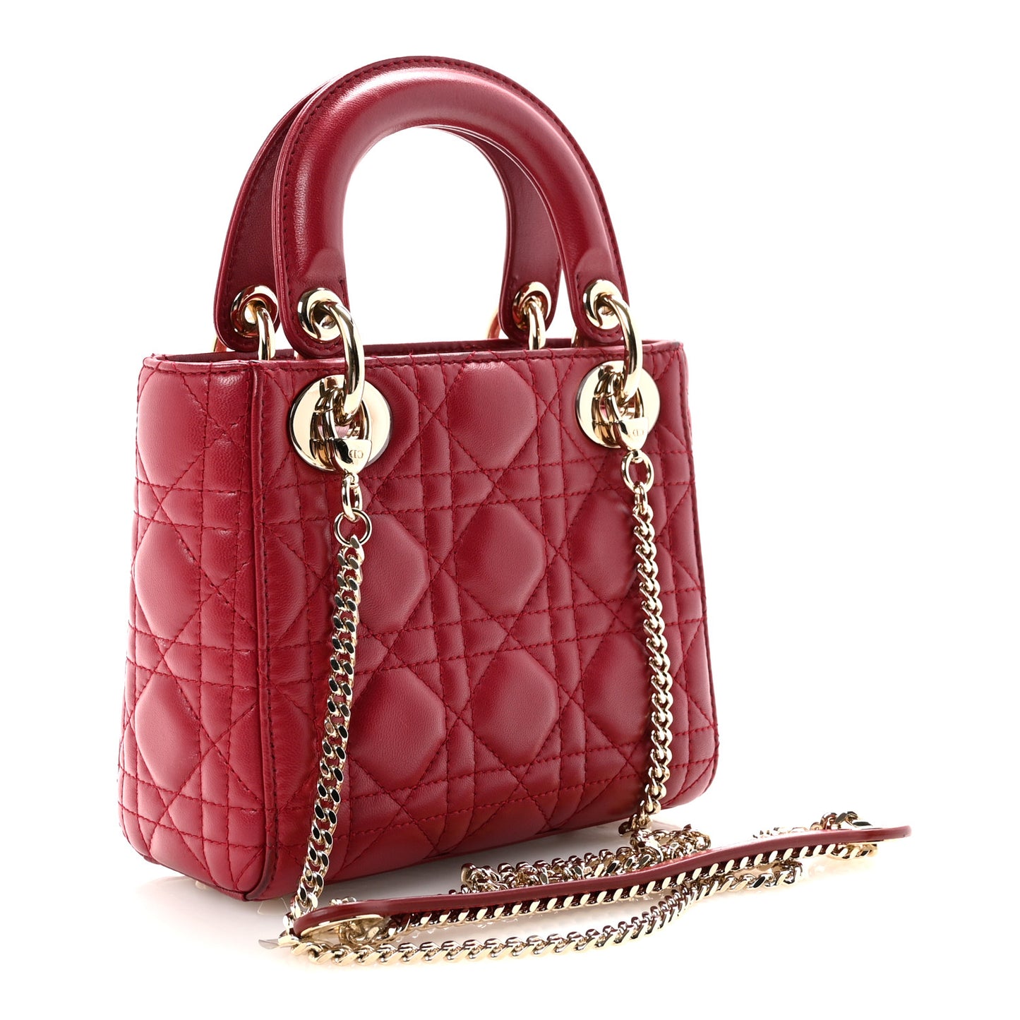 Lambskin Cannage Mini Lady Dior Red