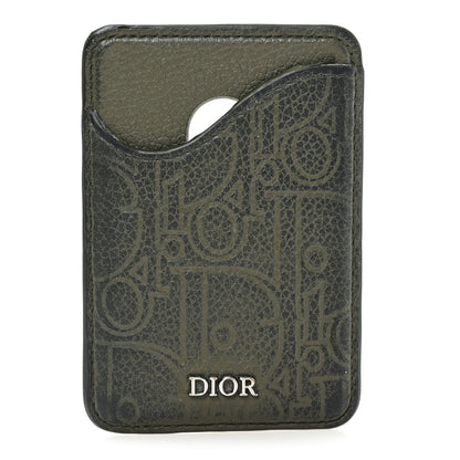 Christian Dior Grained Calfskin Embossed Dior Gravity Magnetic Saddle Card Holder Kaki 1 of 5