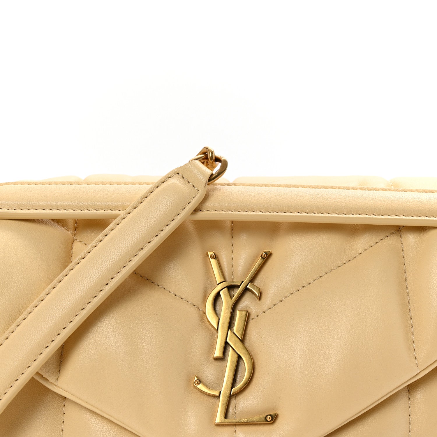 Saint Laurent Lambskin Quilted Small Loulou Puffer Monogram Chain Satchel Jaune Pale 7 of 9