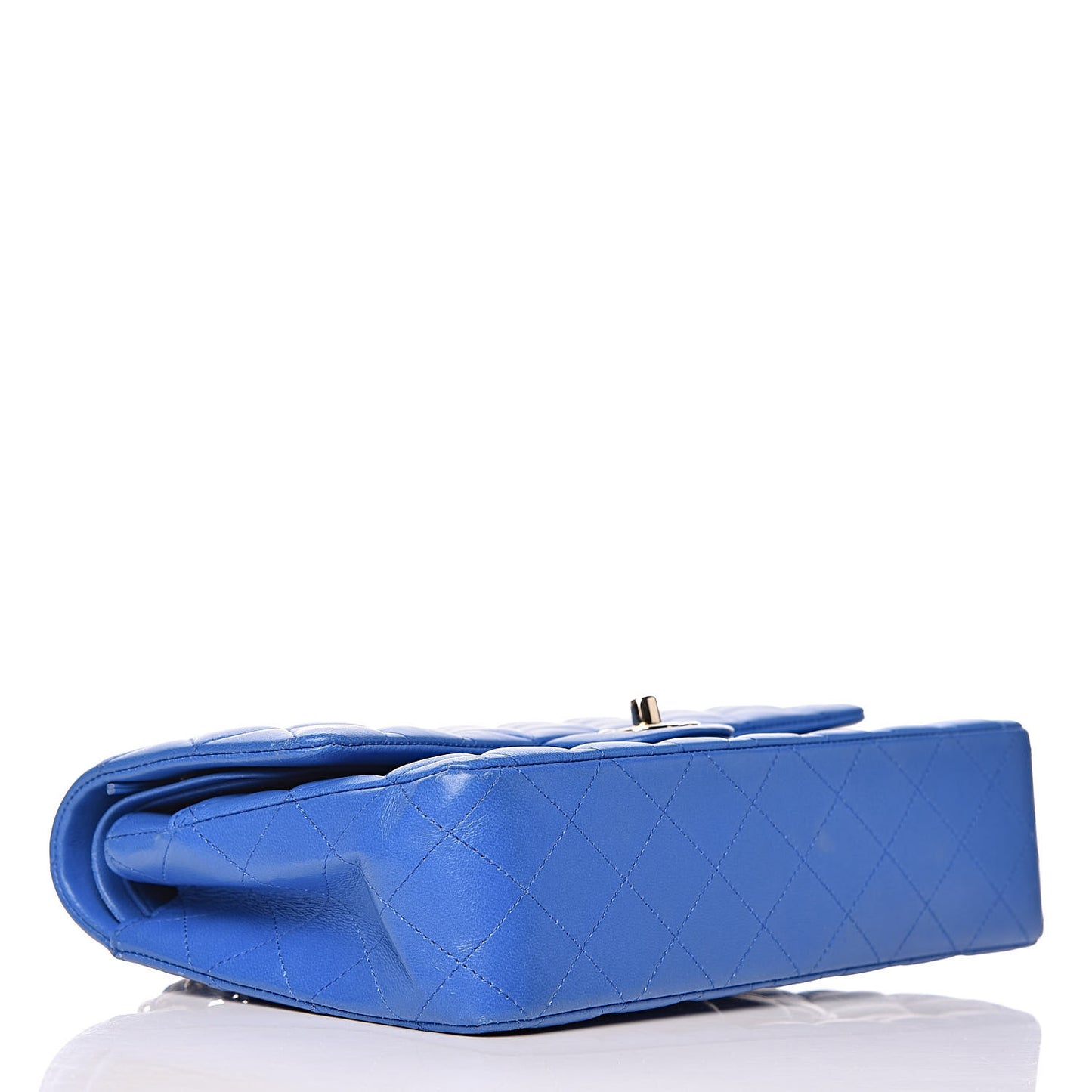 Lambskin Quilted Medium Double Flap Blue
