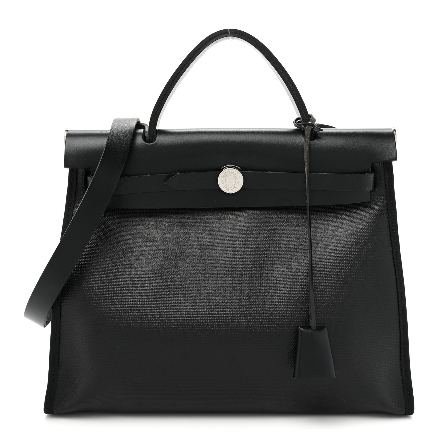 Hermes Toile H Berline Vache Hunter Herbag Zip PM 31 Black Ecru 1 of 14