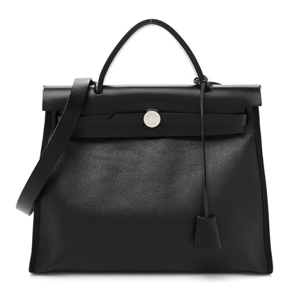 Hermes Toile H Berline Vache Hunter Herbag Zip PM 31 Black Ecru 1 of 14