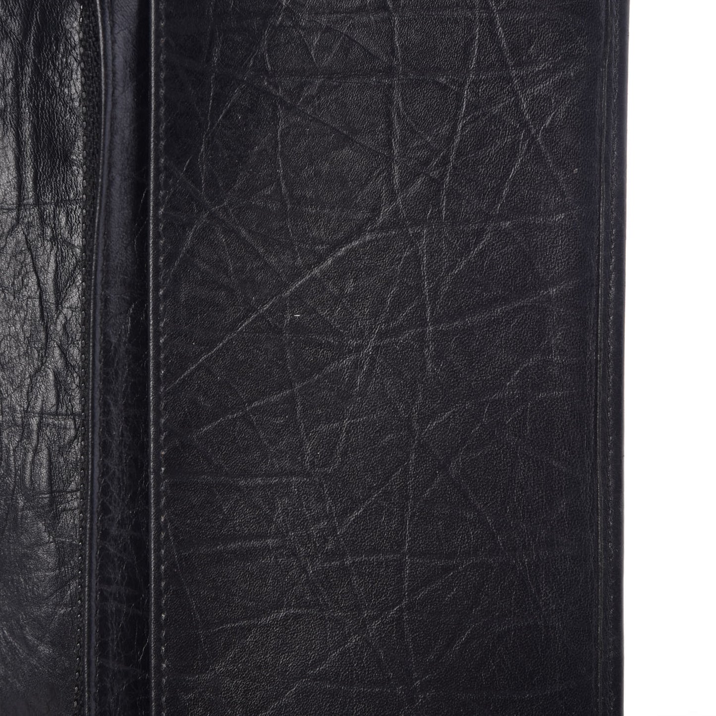 Aged Calfskin Quilted Cambon Yen Wallet Black