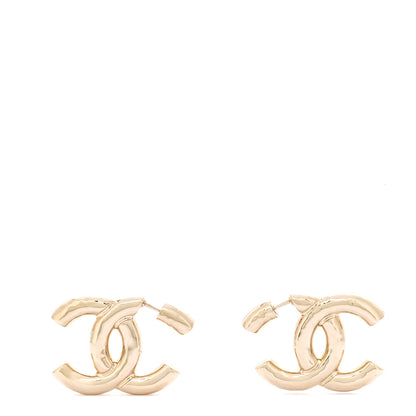 Chanel Metal Large CC Earrings Light Gold 1 of 5