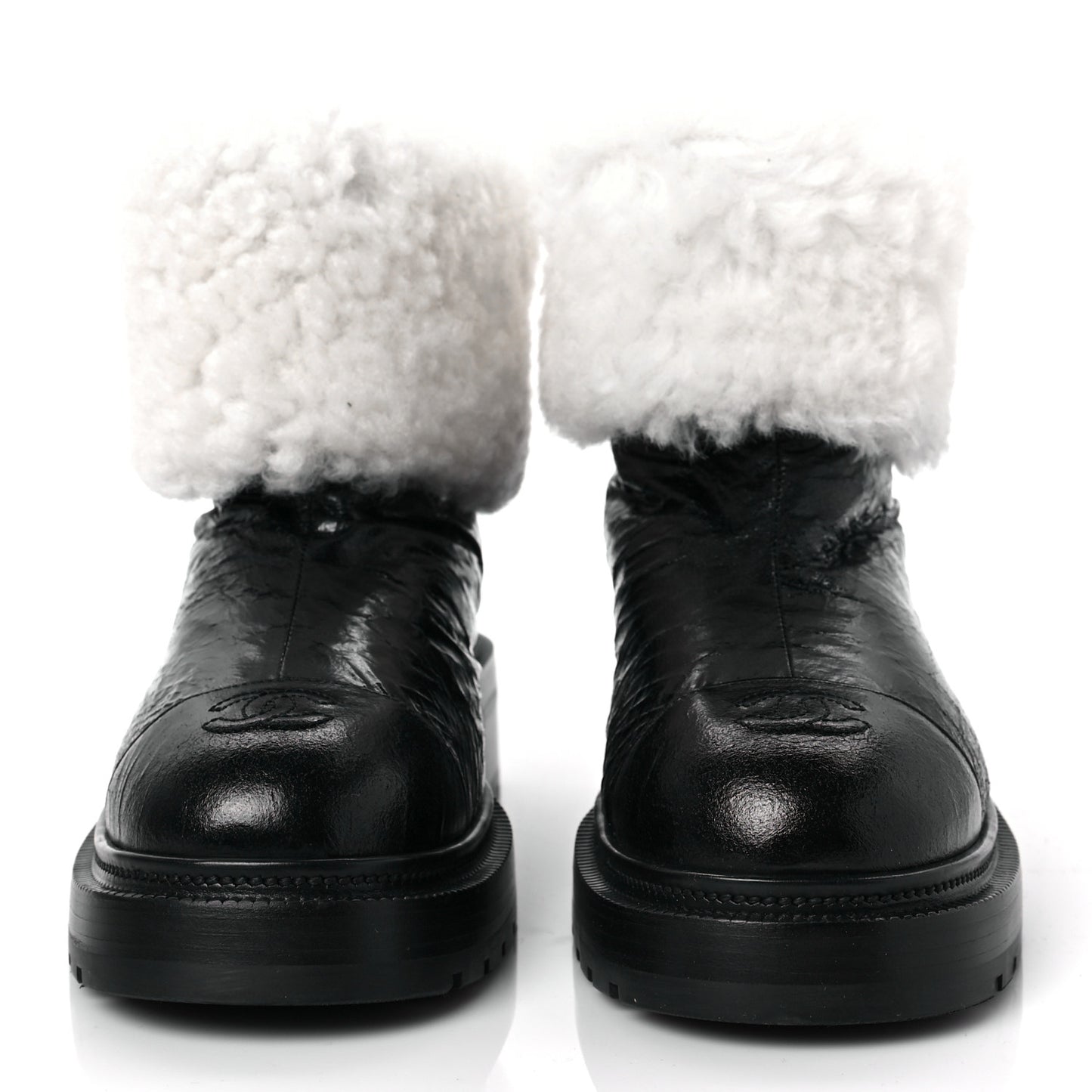 Lambskin Shearling Short Boots 38.5 Black