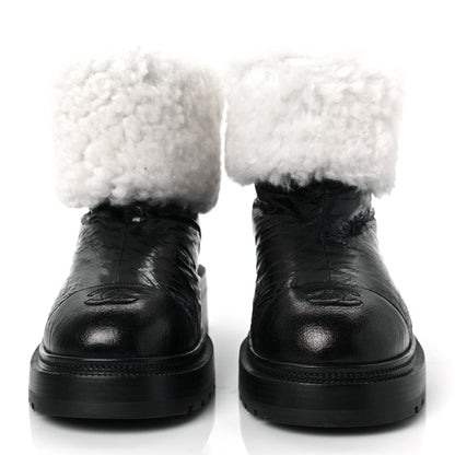 Chanel Lambskin Shearling Short Boots 38.5 Black 2 of 8