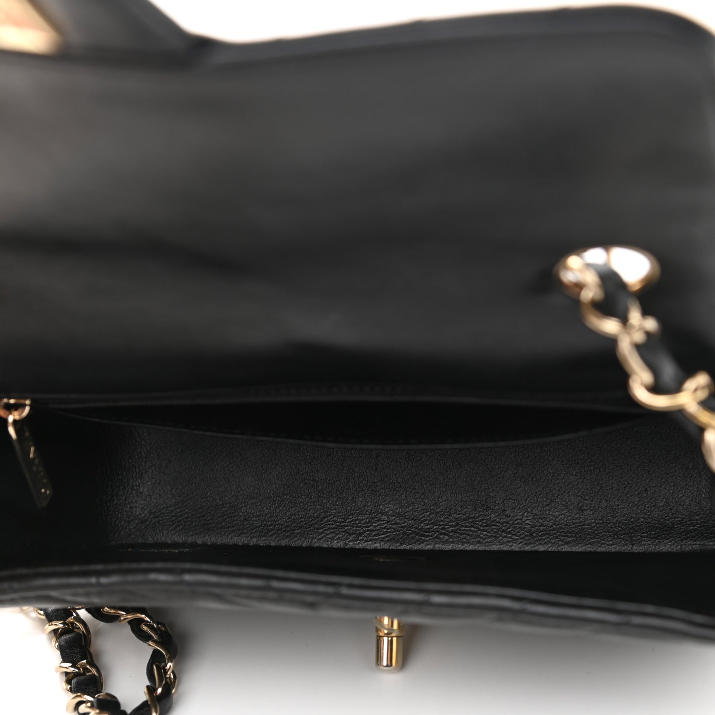 Lambskin Chevron Quilted Mini Rectangular Flap Black