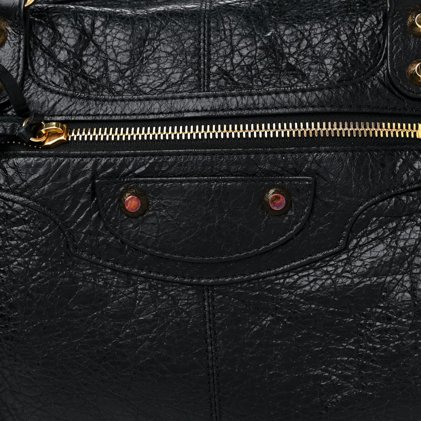 Agneau Classic Gold Hardware Work Black