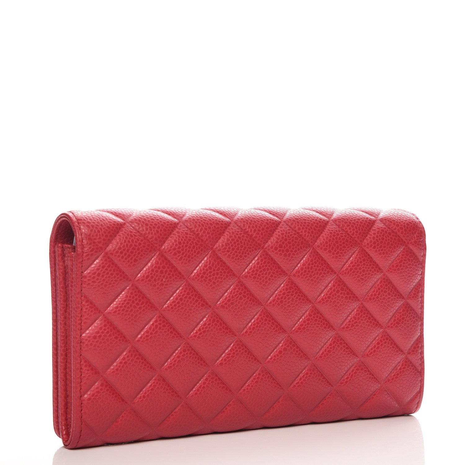Chanel Caviar Quilted Diamond CC Large Gusset Flap Wallet Dark Pink 3 of 10