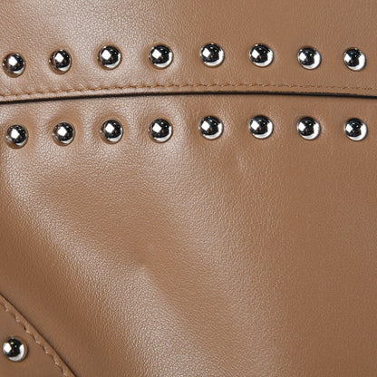 Prada Soft Calfskin Studded Zip Clutch Caramel 10 of 10