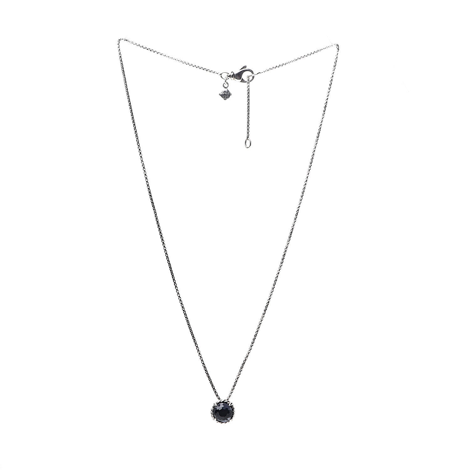 David Yurman Sterling Silver Black Orchid 8mm Petite Chatelaine Pendant Necklace 3 of 4