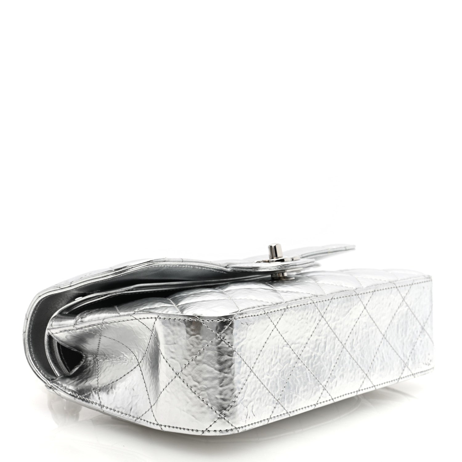 Chanel Hammered Metallic Calfskin Quilted Small Double Flap Silver 4 of 11