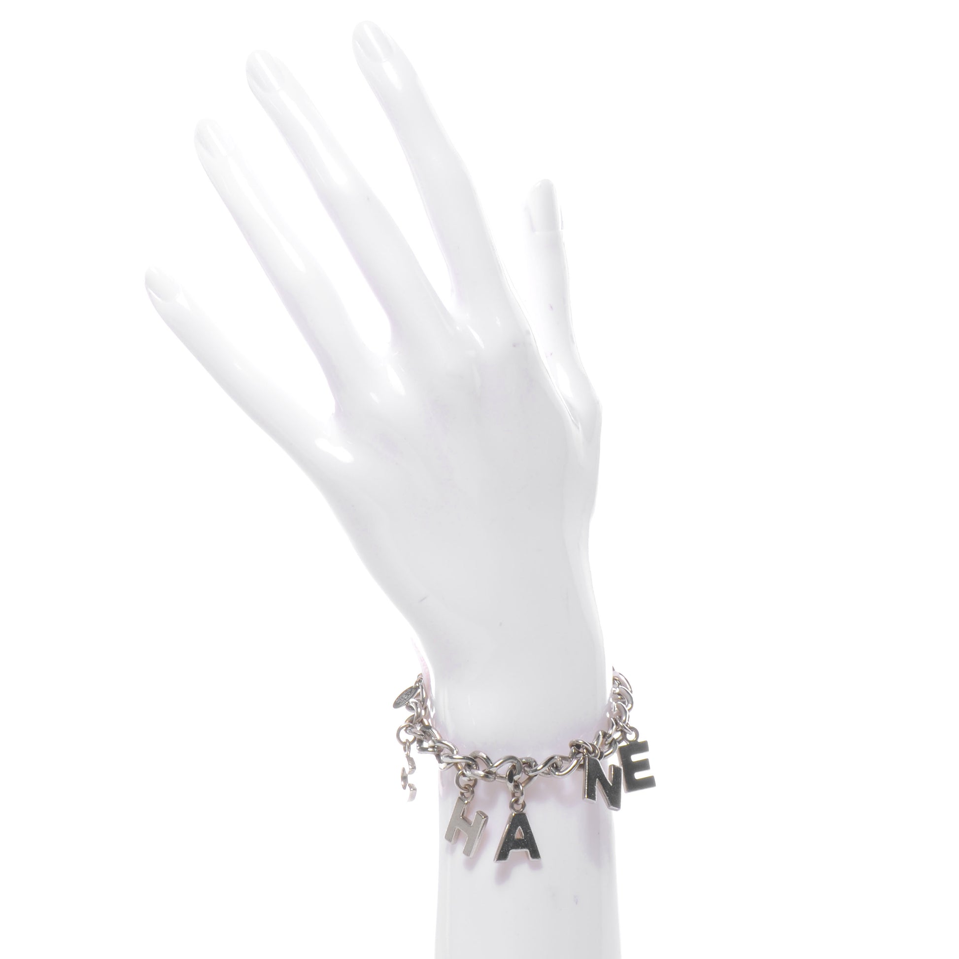Chanel CC Logo Charms Bracelet Silver 2 of 6