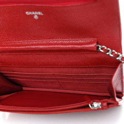 Chanel Caviar Quilted Wallet On Chain WOC Red 5 of 10