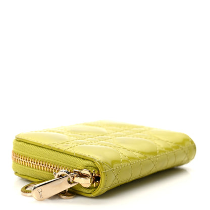 Christian Dior Patent Cannage Small Lady Dior Voyageur Coin Purse Lime 4 of 7