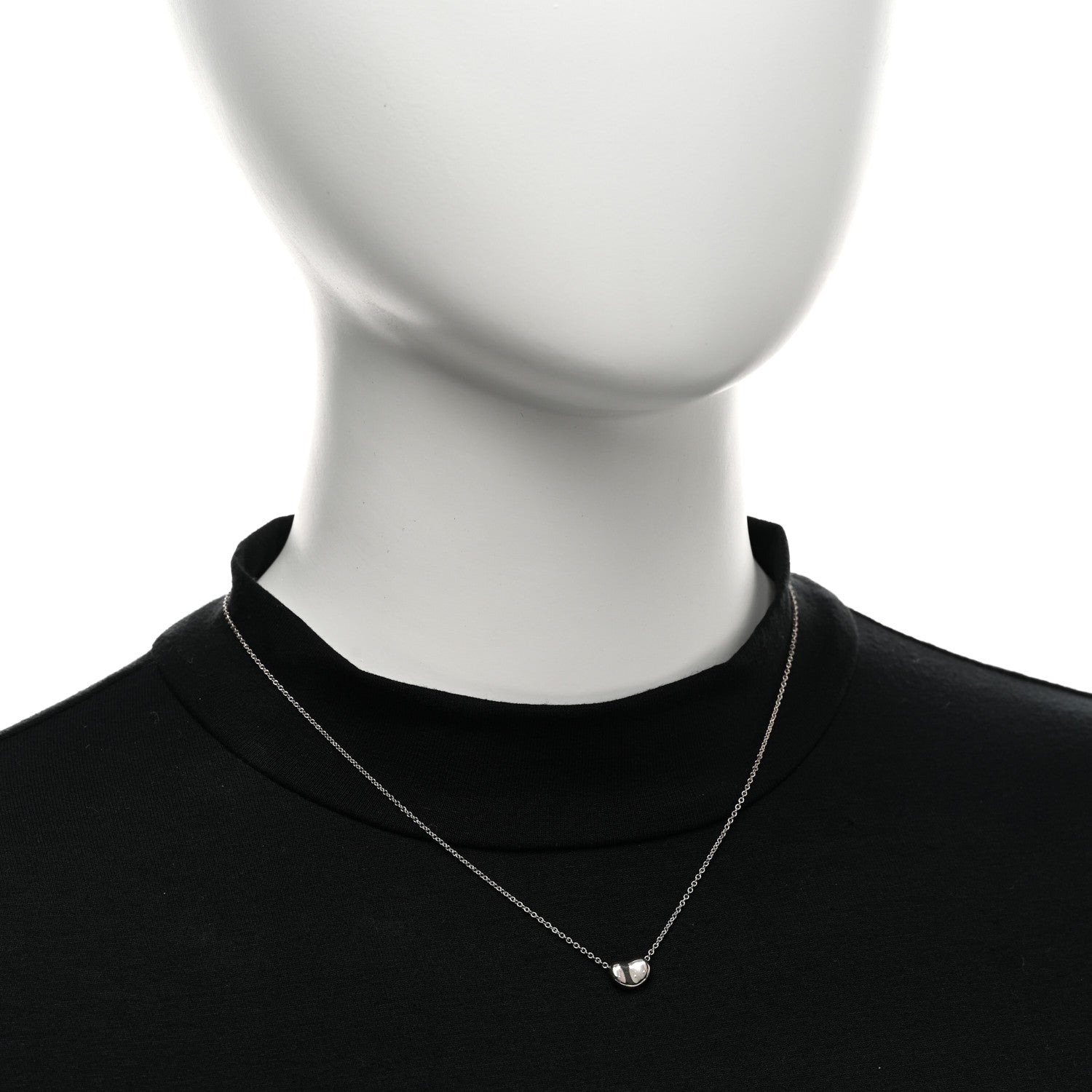 Tiffany Sterling Silver 9mm Elsa Peretti Bean Pendant Necklace 2 of 5