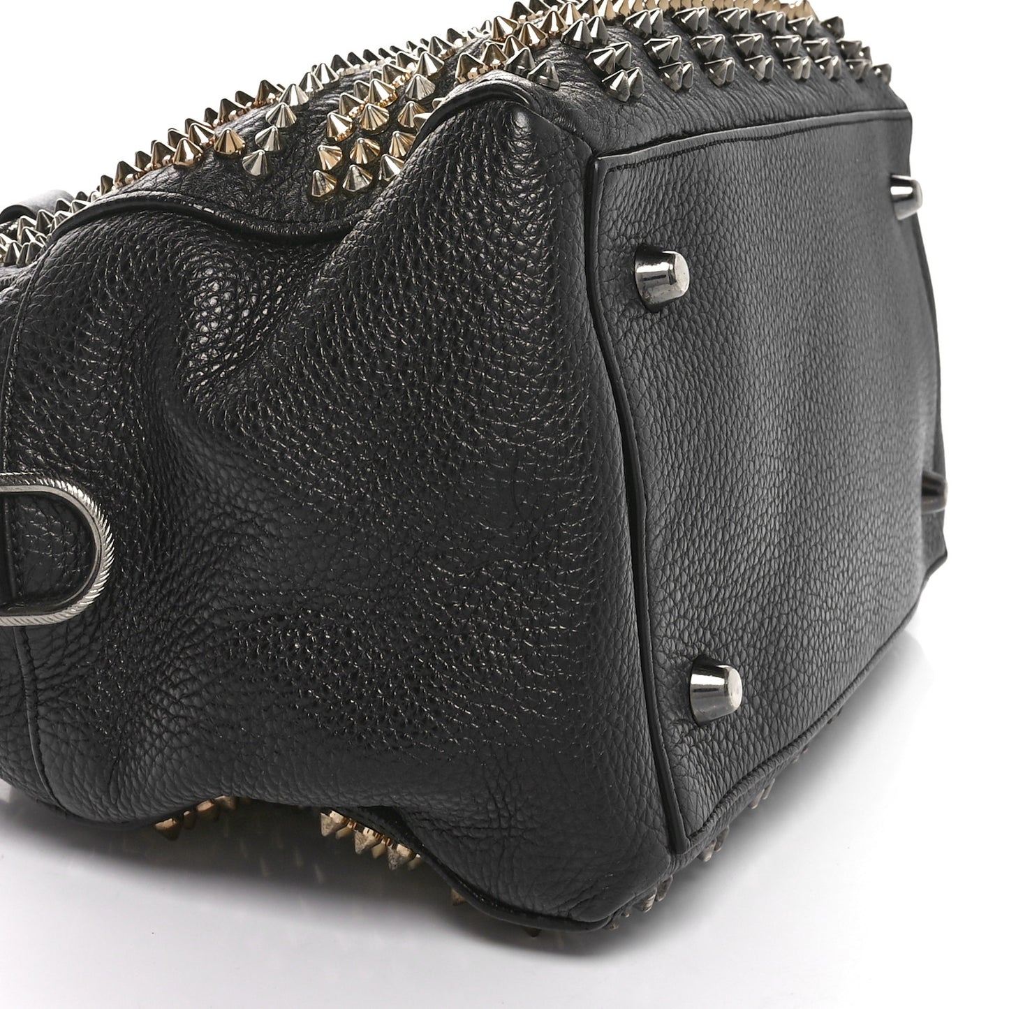 Calfskin Mix Chevron Spikes Small Panettone Bowling Bag Black