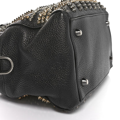 Christian Louboutin Calfskin Mix Chevron Spikes Small Panettone Bowling Bag Black 8 of 9
