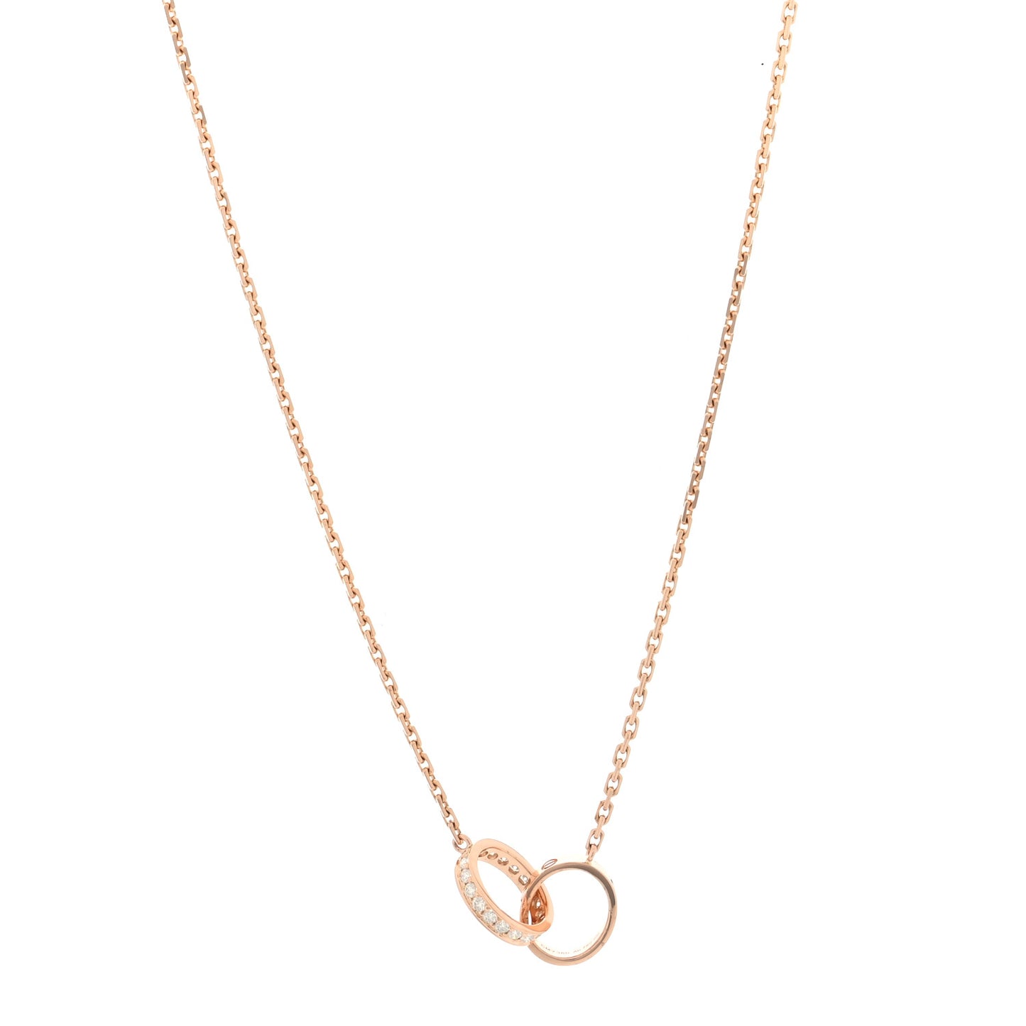 18K Pink Gold Diamond Interlocking LOVE Necklace