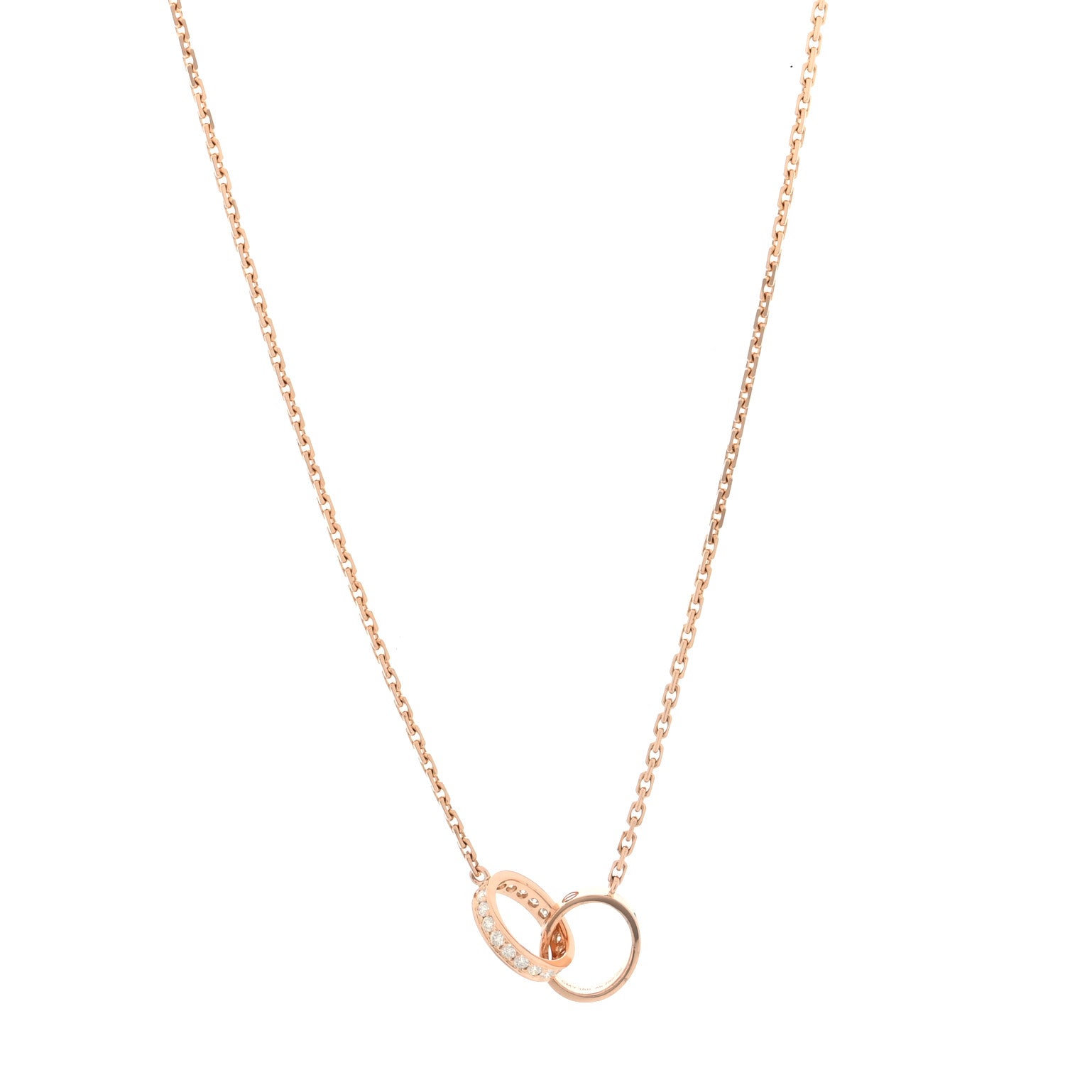 Cartier 18K Pink Gold Diamond Interlocking LOVE Necklace 2 of 9