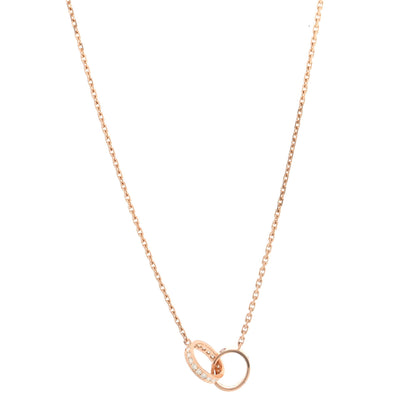 Cartier 18K Pink Gold Diamond Interlocking LOVE Necklace 2 of 9