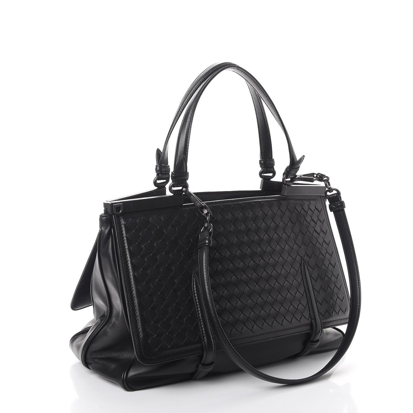 Nappa Intrecciato Satchel Nero Black