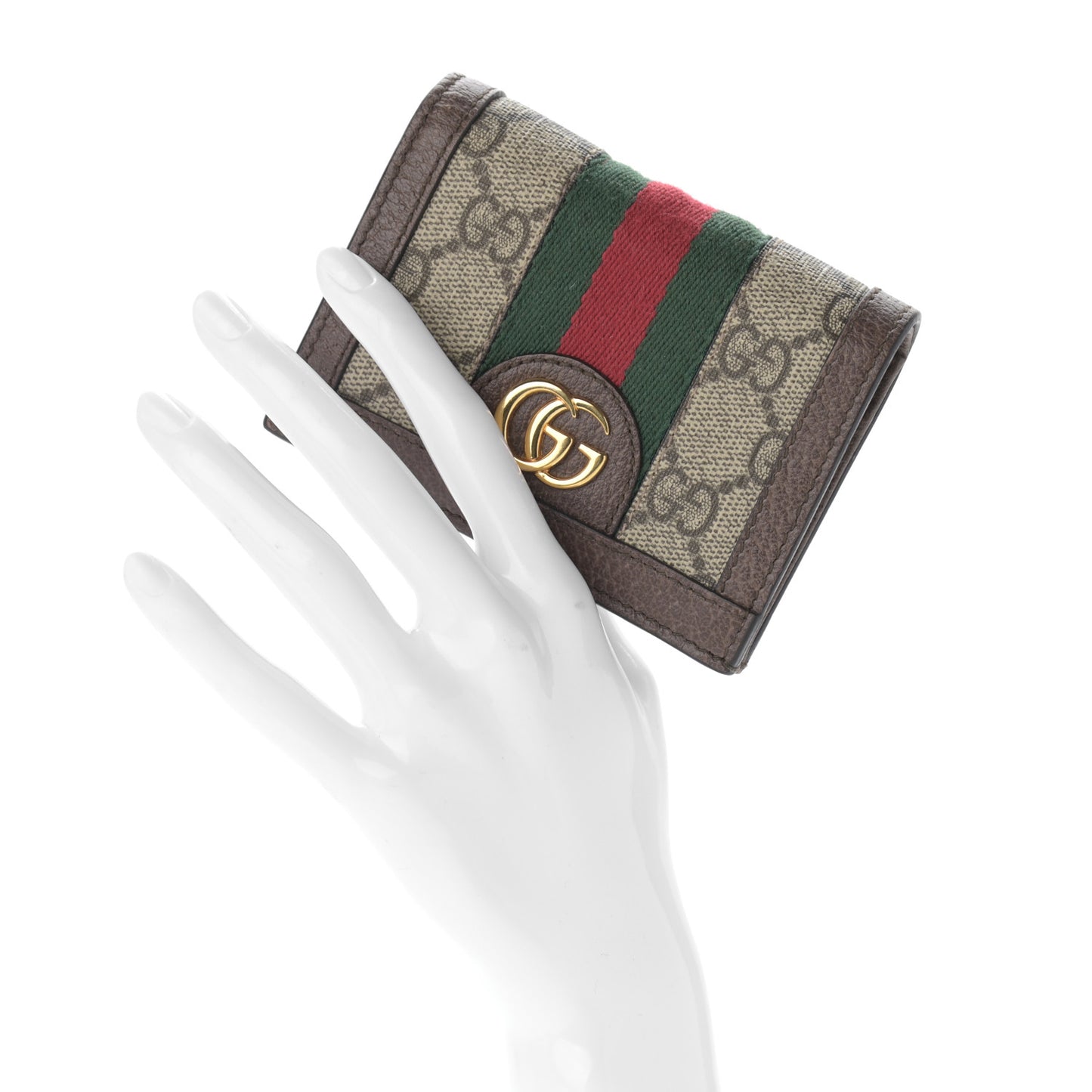 GG Supreme Monogram Web Ophidia Card Case Beige New Acero
