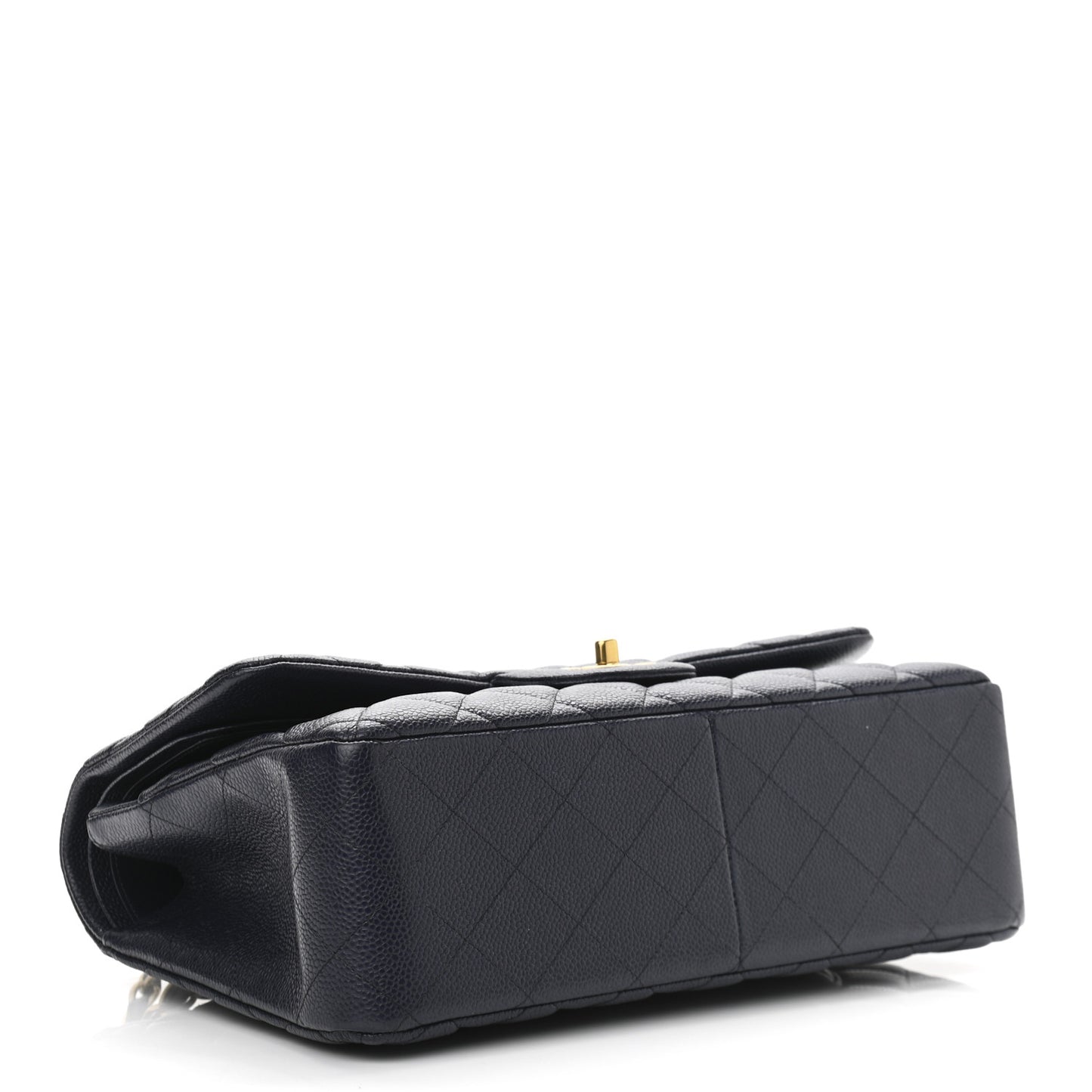 Caviar Quilted Jumbo Double Flap Navy Blue
