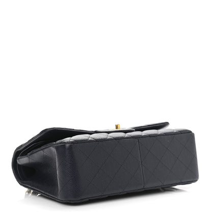 Chanel Caviar Quilted Jumbo Double Flap Navy Blue 4 of 12