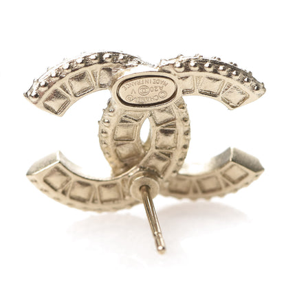 Chanel Crystal Timeless CC Earrings Light Gold 4 of 5