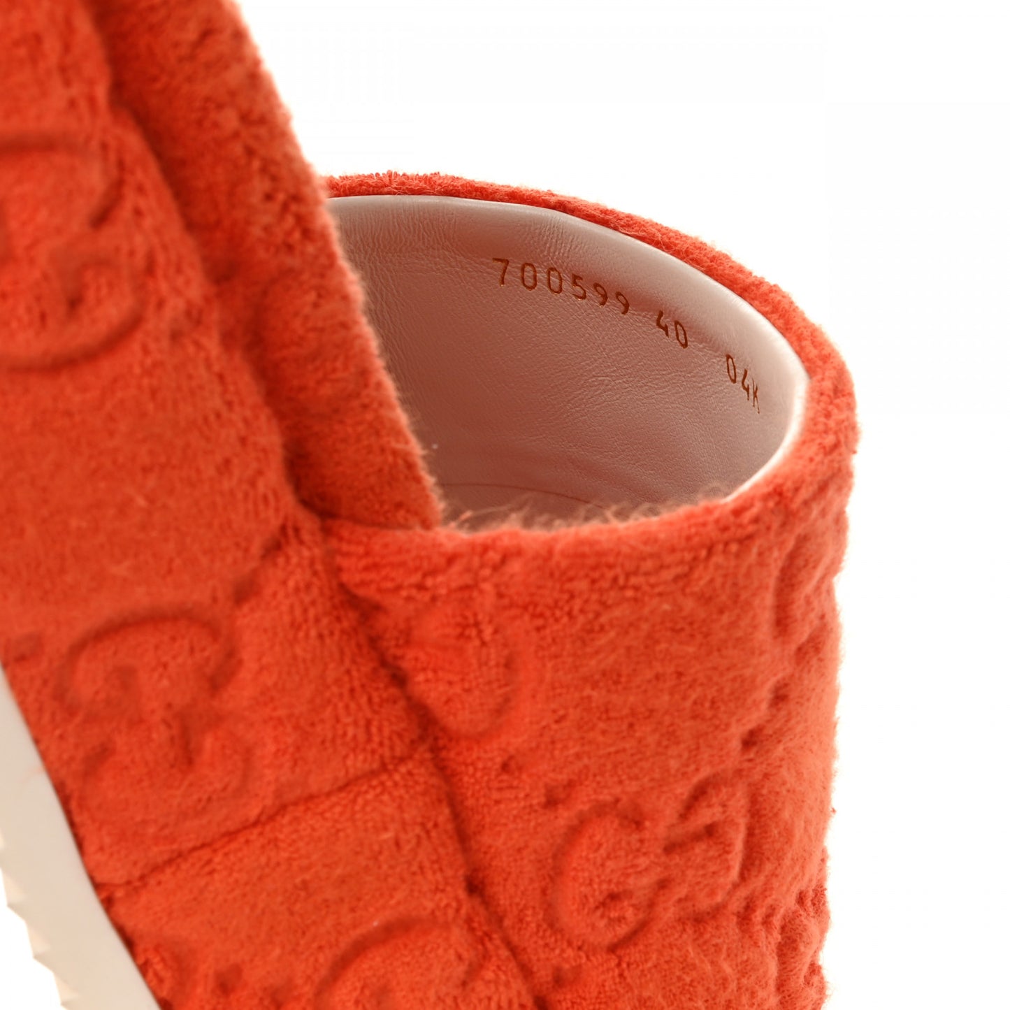 Terry Cloth GG Monogram Angelina Platform 55mm Slide Sandals 40 Deep Orange