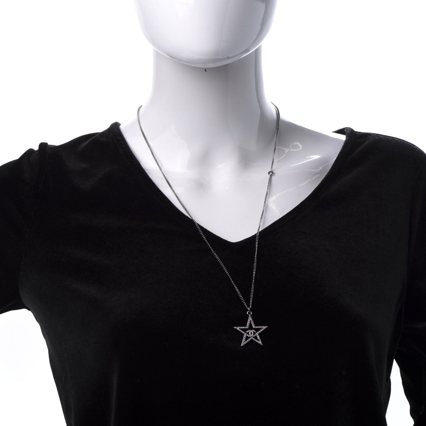 Ruthenium Crystal Star CC Necklace Iridescent Pink