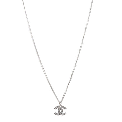 Chanel Crystal Timeless CC Necklace Silver 1 of 5