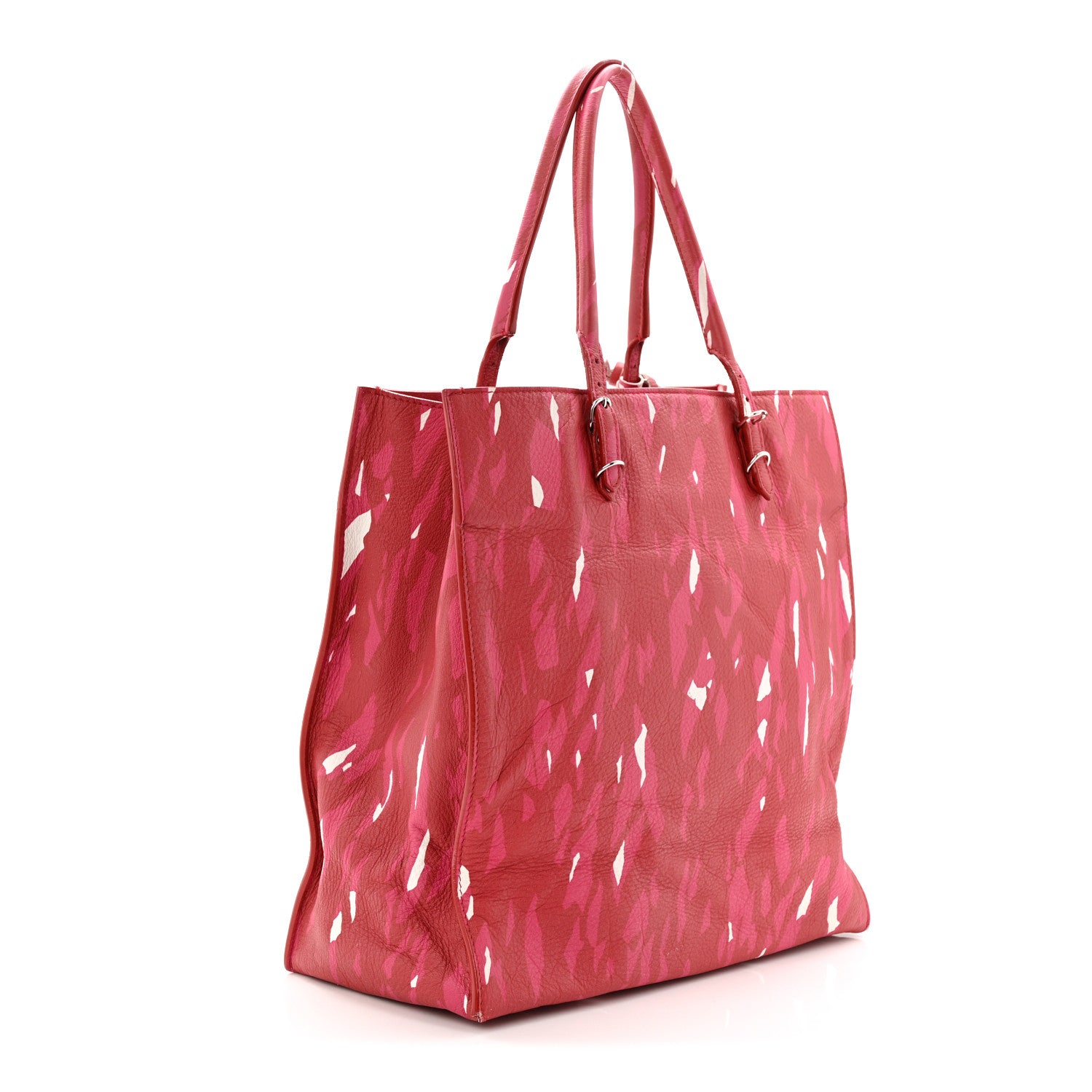 Balenciaga Supple Calfskin Printed Papier A5 Zip Around Tote Red Pink White 4 of 13