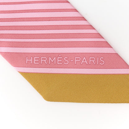Hermes Silk Ex-Libris Twilly Rose Pale Vert Ocre 2 of 4