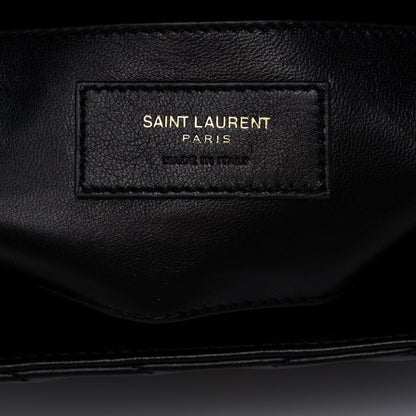 Saint Laurent Calfskin Matelasse Chevron Studded Monogram Medium College Bag Black 6 of 11