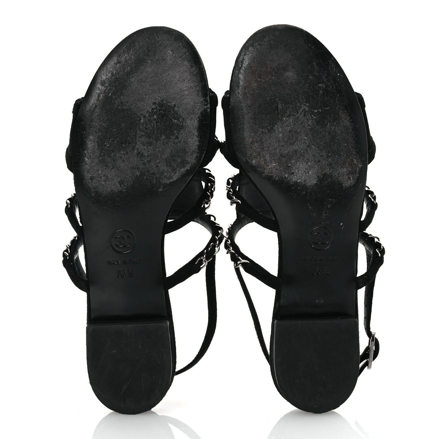 Suede Chain Flat Sandals 36.5 Black