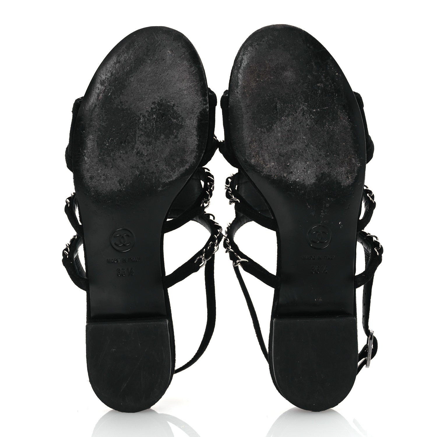 Chanel Suede Chain Flat Sandals 36.5 Black 6 of 11