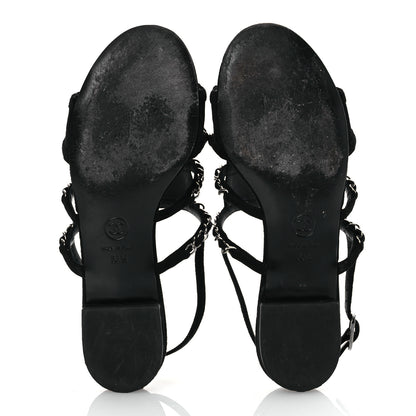 Chanel Suede Chain Flat Sandals 36.5 Black 6 of 11