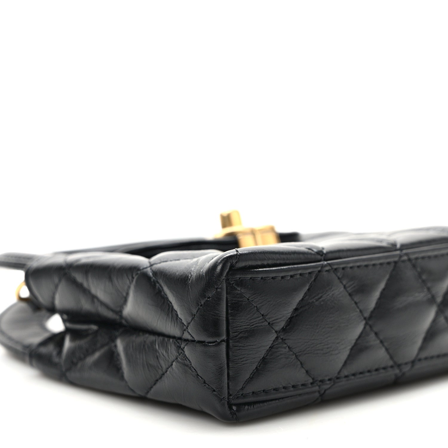 Chanel Shiny Aged Calfskin Quilted Mini Nano Kelly Shopper Black 9 of 12