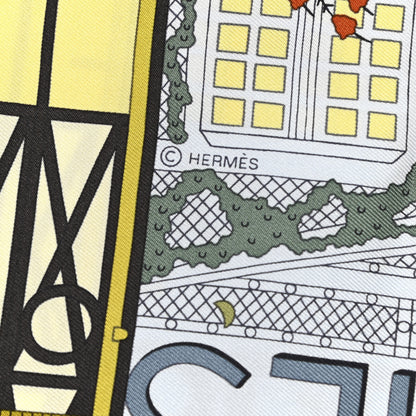 Hermes Silk Objets De Curiosite Scarf 90 Bleu Gris Jaune Soufre Rose 3 of 6