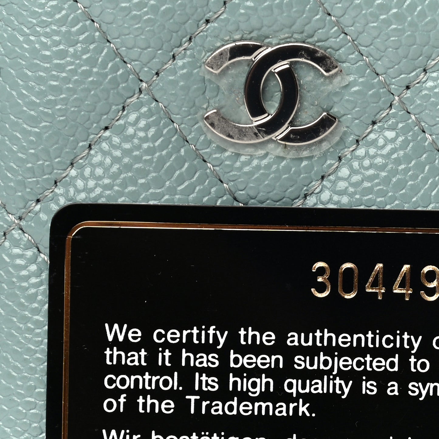 Caviar Quilted Zip Card Holder Light Blue