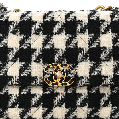 Chanel Tweed Quilted Large Chanel 19 Flap Black Ecru White 8 of 11