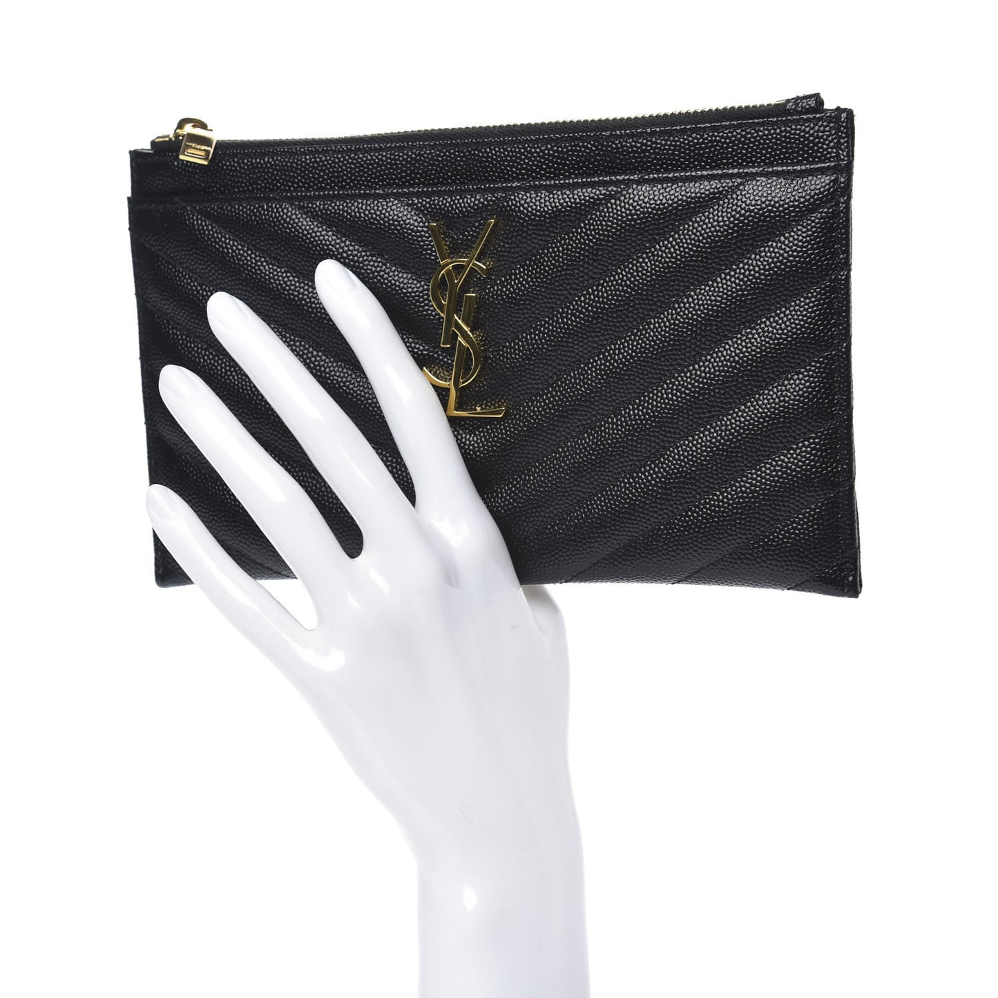Grain De Poudre Chevron Monogram Bill Pouch Black